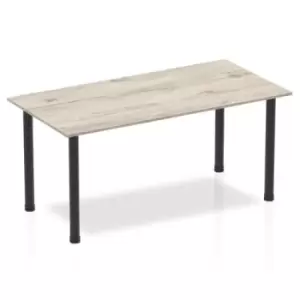 Impulse 1600mm Straight Table Grey Oak Top Black Post Leg