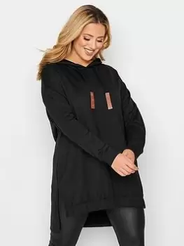 Yours Hoodie Tie Detail Sweatshirt - Black, Size 16, Women