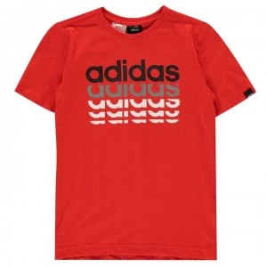 adidas Repeat Linear QT T Shirt Junior Boys - Red/Blk/Grey