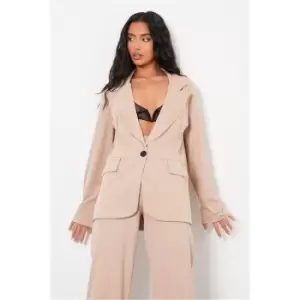 I Saw It First Stone Petite Oversized Longline Blazer - Grey