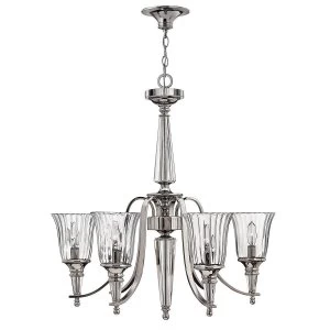 6 Light Multi Arm Chandelier Sterling Finish, E14