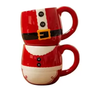 Set of 2 Santa & Mrs Claus Stackable Mugs 11.5cm