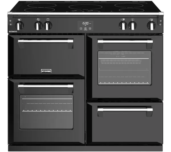 Stoves Richmond ST RICH S1000Ei MK22 BK 100cm Electric Range Cooker with Induction Hob - Black - A Rated