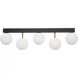 Ali Bar Globe Ceiling Light, Black, Gold, 5x G9