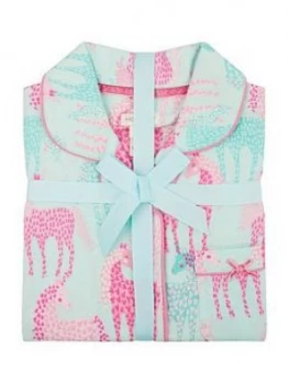 Monsoon Girls Organic Horse Print Flannel Pyjama Set - Pink