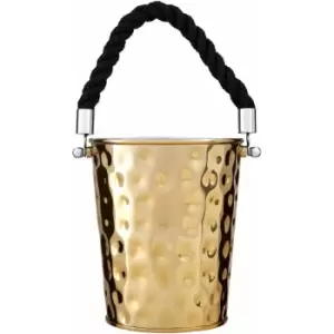 Small Gold Finish Party Bucket/ Wine Cooler Ice Buckets For Chilling And Cooling Wine Modern And Stylish Gold Finish Rope Handle Wine Chiller 18 x 18