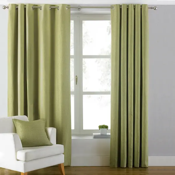 Atlantic Twill Woven Eyelet Curtains Green / 229 x 229cm