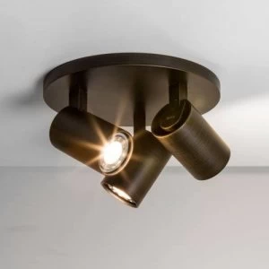 3 Light Triple Round Spotlight Bronze Effect, GU10