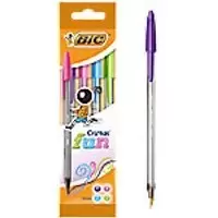 BIC Cristal Fun Ballpoint Pen Broad 0.6mm Assorted Pack of 4