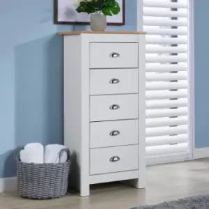 Camden - Chest of 5 Drawers White Wooden Bedroom Home Furniture Clothing Storage Unit - White