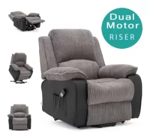 Postana grey dual rise recliner fabric armchair