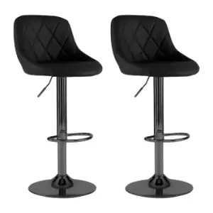 Neo Black Madrid Faux Leather Matt Black Adjustable Breakfast Bar Stools Set Of 2