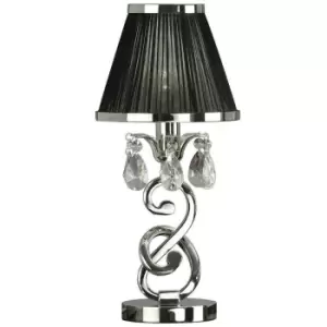 Esher Luxury Small Table Lamp Nickel Crystal Black Shade Traditional Bulb Holder