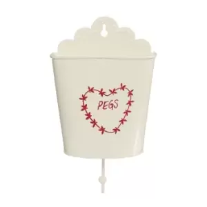 Premier Housewares Anglaise Red and Cream Peg Bucket