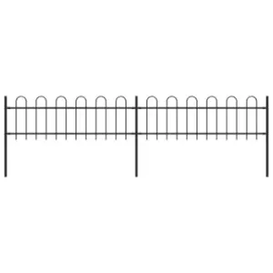 Vidaxl Garden Fence With Hoop Top Steel 3.4X0.6 M Black