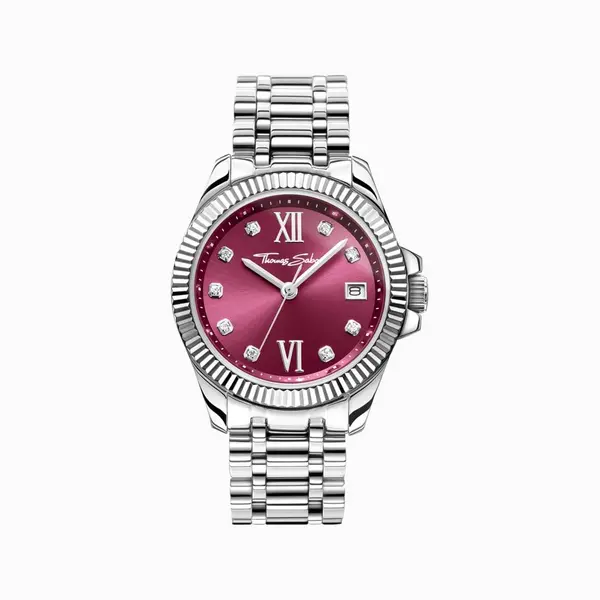 Thomas Sabo Watches Stainless Steel Case Divine Burgundy White Stones