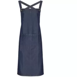 Premier Cross Back Barista Bib Apron (One Size) (Indigo Denim) - Indigo Denim