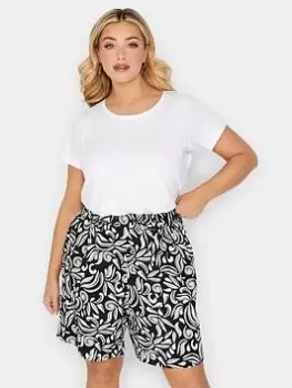 Yours Monochrome Swirl Shorts - Black, Size 26-28, Women