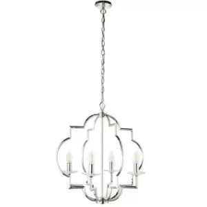 Hanging Ceiling Pendant Light Polished Nickel & Crystal 4 Bulb Classic Feature