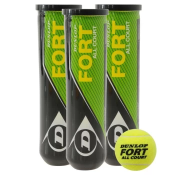 Dunlop Fort Triple Pack of Tennis Balls - Yellow