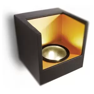 Philips Mathea Switched Wall Light 2 x 25.W Black/Gold Finish - 690863016