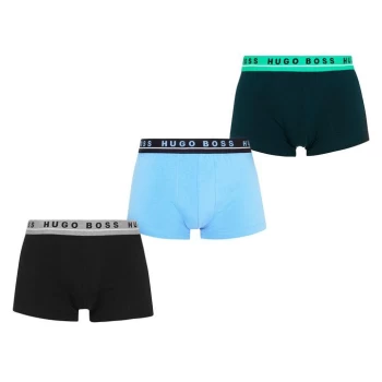 Hugo Boss 3 Pack Logo Boxer Trunks Black/Blue/Green Size L Men