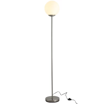 HOMCOM 171cm Glass Globe Floor Lamp Metal Frame Sphere Light Pedal Switch Home Office Living Room Modern Unique Standing Beautiful Furnishing - Grey A