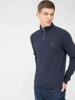 Farah Jim Quarter Zip Sweatshirt - Navy Marl