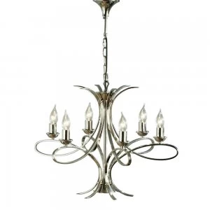 6 Light Multi Arm Ceiling Pendant Chandelier Polished Nickel, E14