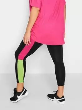 Yours Colour Clash Active Legging Pink/green, Black, Size 20, Women