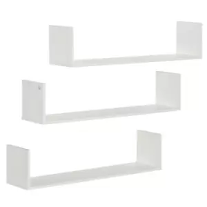 Homcom Set Of 3 Wooden Floating Shelves Wall Mount Cd DVD Storage Display White