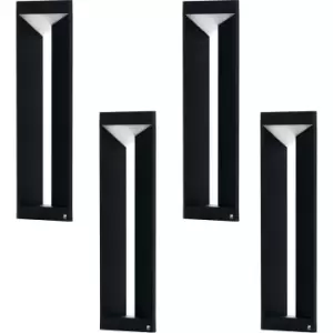 4 PACK IP54 Outdoor Bollard Light Modern Black Aluminium 10W LED Lamp Post