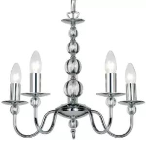 Hanging Flush Ceiling Pendant 5 Light CHROME & GLASS Chandelier Multi Lamp Bulb