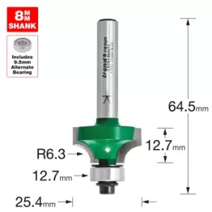 Trend CRAFTPRO Round Over and Ovolo Router Cutter 25.4mm 12.7mm 8mm