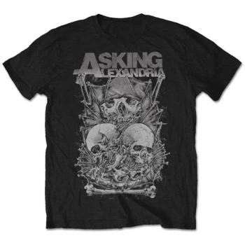 Asking Alexandria - Skull Stack Unisex Small T-Shirt - Black