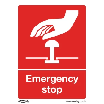 Safety Sign - Emergency Stop - Rigid Plastic - Pack of 10