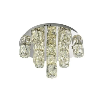 Endon Lighting Prisma - Integrated LED Flush Chrome Effect Plate & Crystal (K9) Glass Detail 15 Light Dimmable IP20