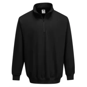 Portwest Mens Sorrento Zip Neck Sweatshirt Black 2XL