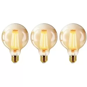 G125 6W LED Ball Bulb Ornament E27, Warm White 2200K (Pack of 3)