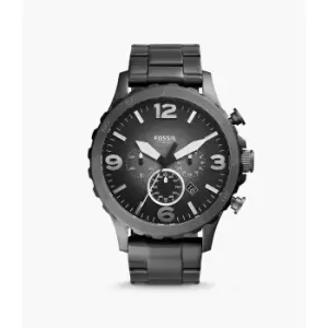 Fossil Mens Nate Chronograph Smoke Stainless Steel Watch - Gray