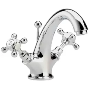 Hudson Reed White Topaz With Crosshead Mono Basin Mixer - Chrome / White