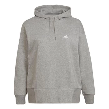 adidas Essentials Studio Fleece Hoodie (Plus Size) Womens - Medium Grey Heather / White