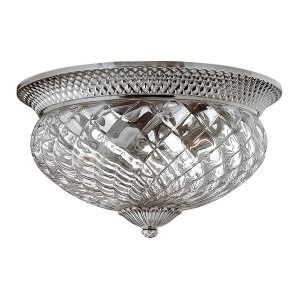 3 Light Large Semi Flush Ceiling Light Polished Antique Nickel, E27