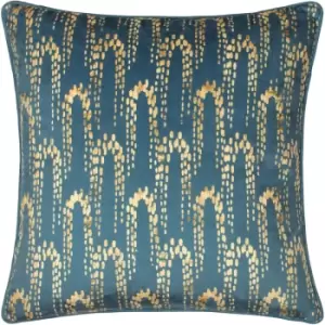 Furn. - Wisteria Printed Velvet Cushion Petrol - Petrol