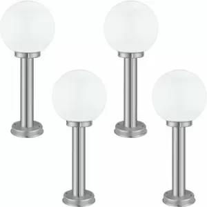 Loops - 4 pack IP44 Outdoor Bollard Light Stainless Steel Orb 60W E27 500mm Lamp Post