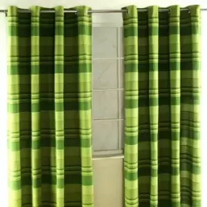 Homecapes Cotton Morocco Striped Green Curtains 167 x 228cm - Green