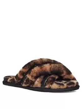 UGG Scuffita Panther Print Slipper - Brown, Size 4, Women