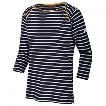 Regatta Blue 'Polina' 3/4 Sleeves Cotton Jersey Top - 8