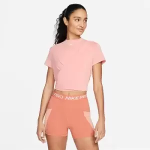 Nike Dri-FIT One Luxe Womens Twist Standard Fit Short-Sleeve Top - Pink