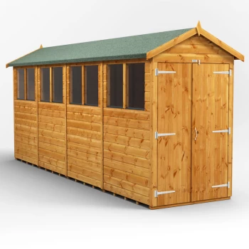 16x4 Power Apex Double Door Garden Shed - Brown